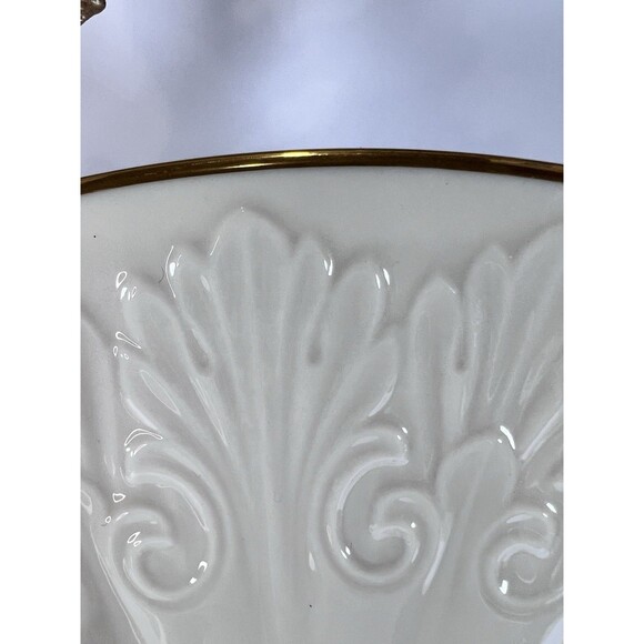 Lenox Ivory China Chateau Center Handle‎ Sandwich Tidbit Dessert Tray 24 K Gold - Picture 8 of 12